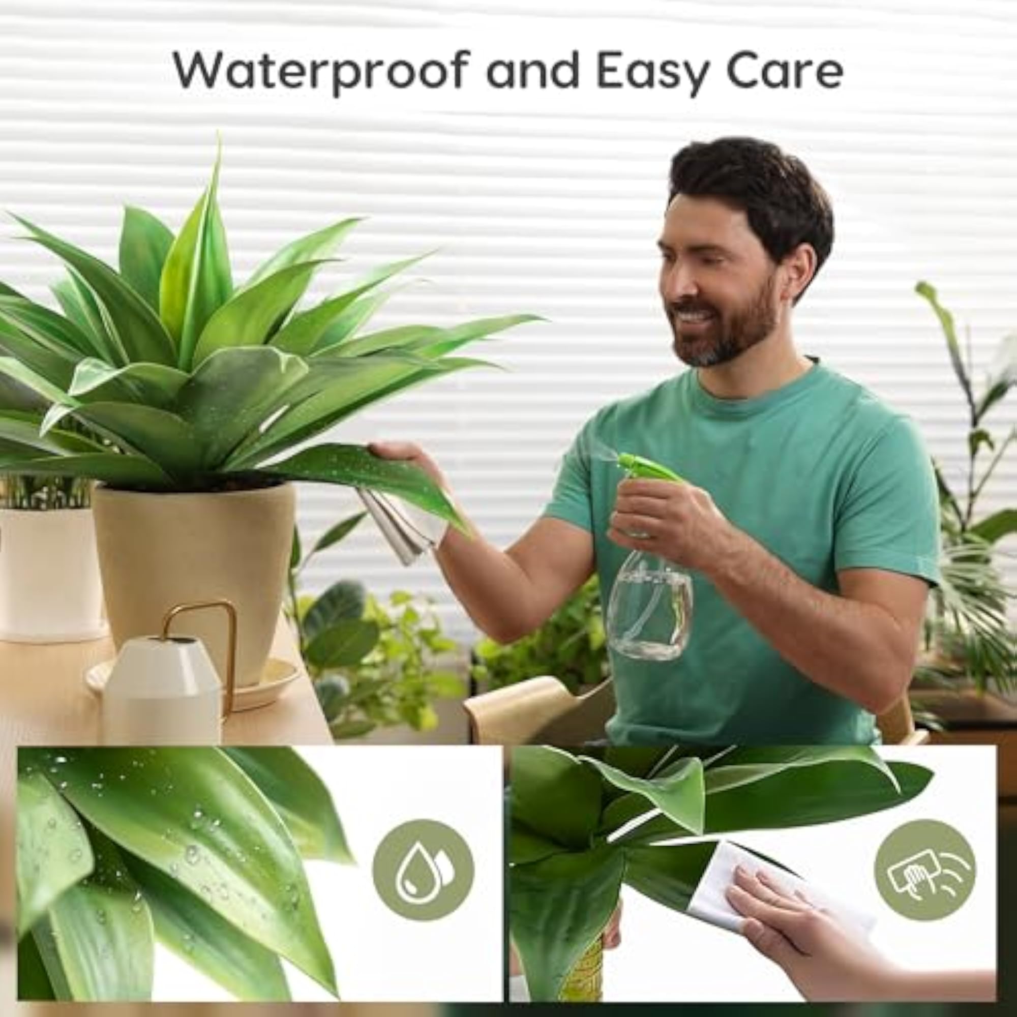 Artificial Agave Plant Set, 18 Inch Faux Aesthetic Plants